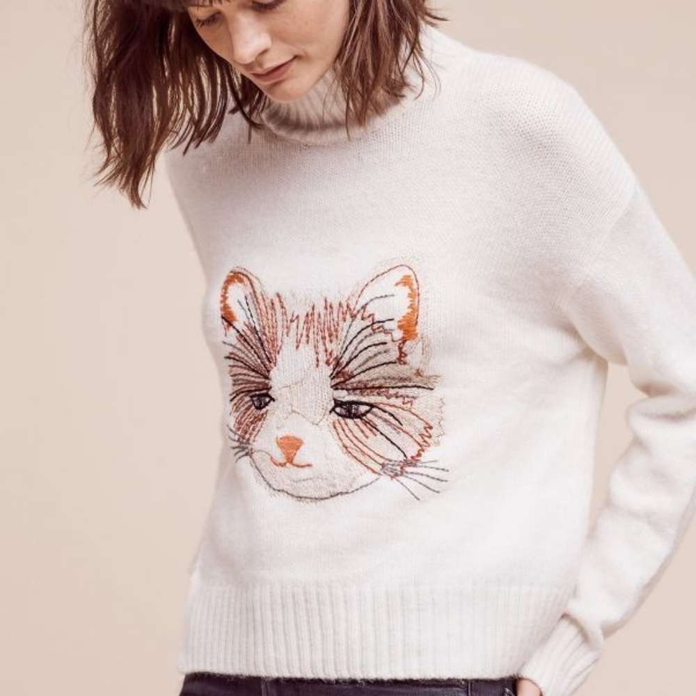 LAST CHANCE Anthropologie Moth Miau Cat Sweater